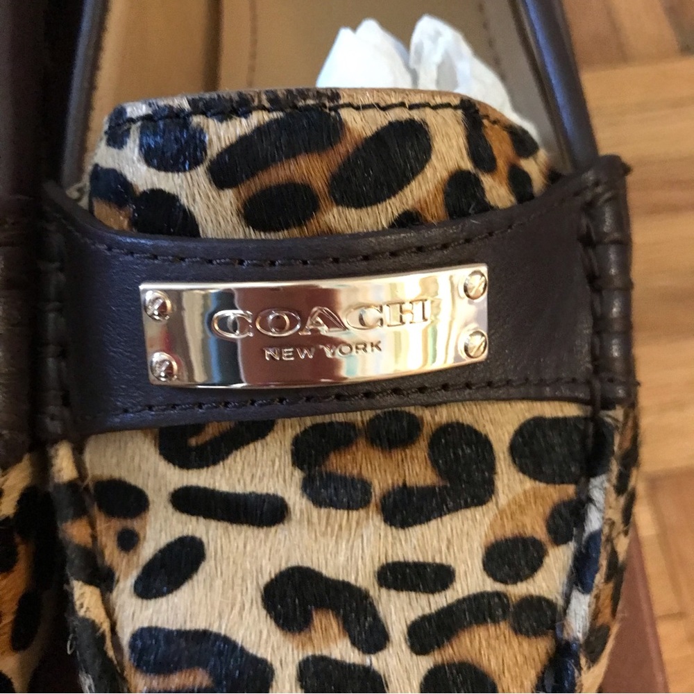 Coach Leopard Print Calf Hair Loafers in Brown and Black - Picture 14 of 16
